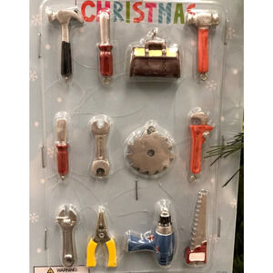 Christmas 12 Piece Tools Mini Tree Ornaments Carpentry Builder Handyman